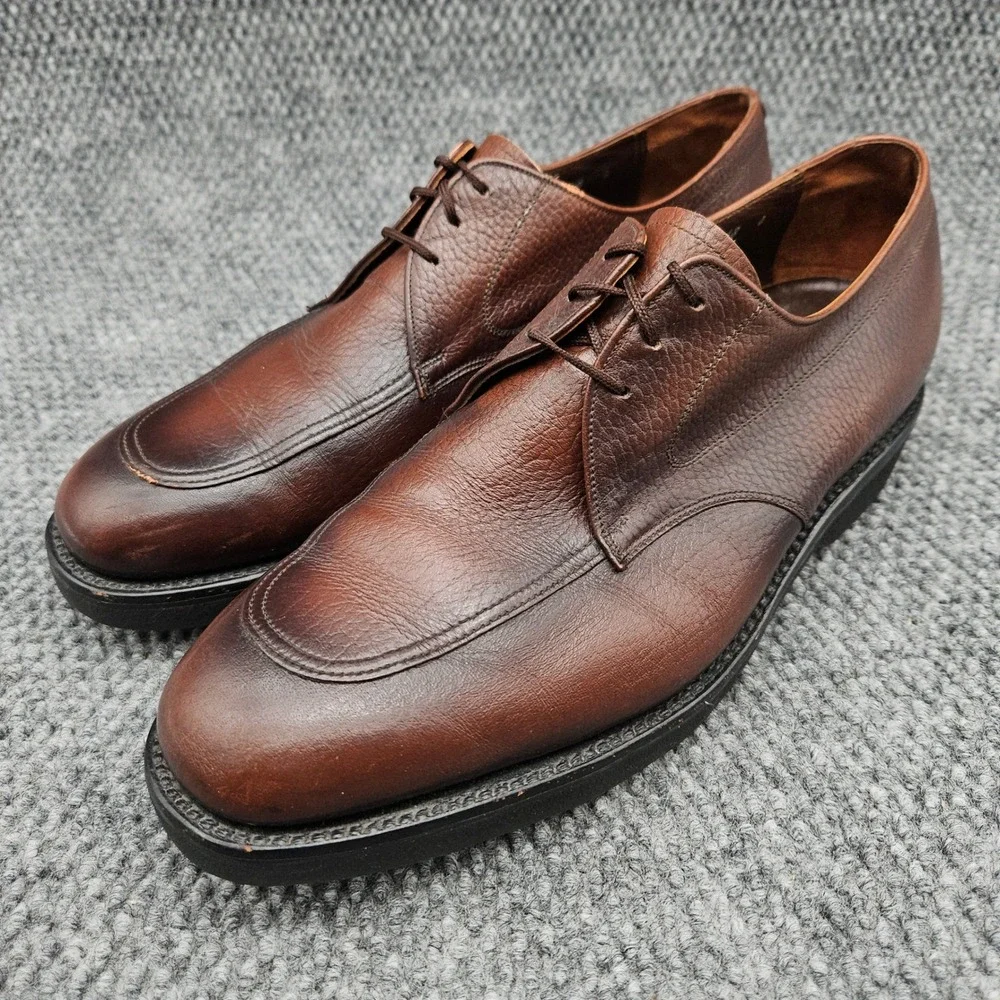 Florsheim (Men's 10 D) Brown Pebble Leather Apron Moc Toe Derby Shoes Dress
